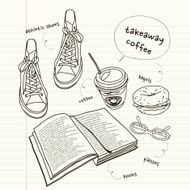 still life of book and shoes