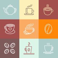 Vector set of coffee logos and icons N2