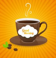 Vector white coffee cup and text cloud