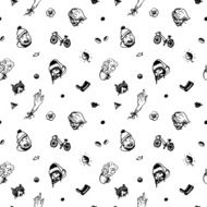 Hipster ink seamless pattern With different things and people heads