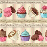 Cupcakes and coffee pattern light yellow