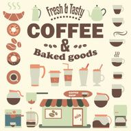 Coffee Shop Vector Set - Cups Beans Food and others