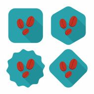 coffee bean flat icon with long shadow eps10
