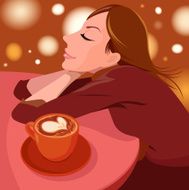 girl in love with coffee