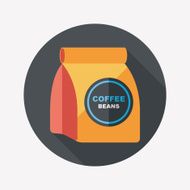 coffee bean flat icon with long shadow eps10 N2