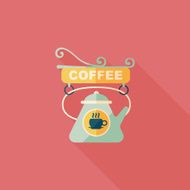 Coffee shop signs flat icon with long shadow eps10 N5