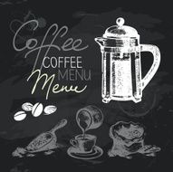 Coffee hand drawn chalkboard design set