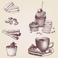 vintage hand drawn coffee and dessert illustrations N2