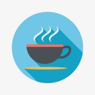 coffee flat icon with long shadow N3