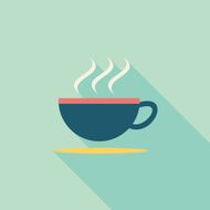 coffee flat icon with long shadow N4