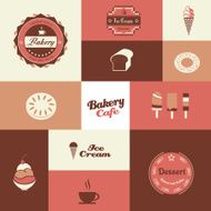 bakery and ice cream shop retro background
