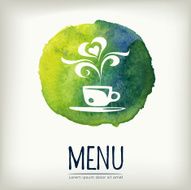 Watercolor style menu design with tea element