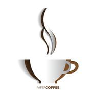 Coffee cup papercut vector card symbol N2