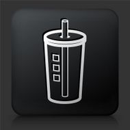 Black Square Button with Coffee Cup Icon N2