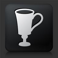 Black Square Button with Coffee Cup Icon N5