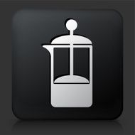 Black Square Button with Coffee Maker Icon