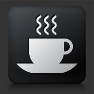 Black Square Button with Warm Beverage Icon