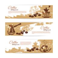 Banner set of vintage coffee backgrounds N4