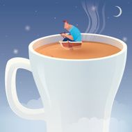 rowing in cup of coffee