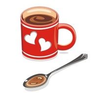 Coffee mug and spoon