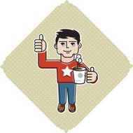 Young man drinking coffee retro style