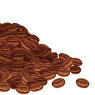 Vector background with scattered coffee beans