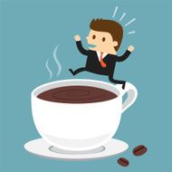 Businessman jumping on the cup of coffee N2