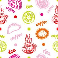 Food pastry seamless pattern in bright colors