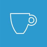 coffee outline icon isolated white on the blue background