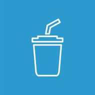 coffee outline icon isolated white on the blue background N2