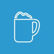cappuccino outline icon isolated white on the blue background