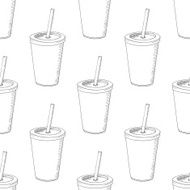 Seamless pattern with hand drawn cup of milk shake