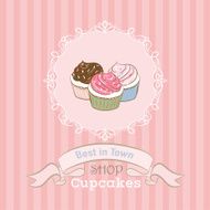 Decorative backgroun with cupcake shop logo