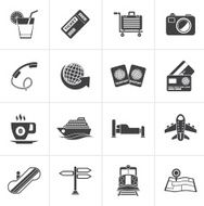Black Travel and Vacation Icons N2