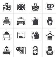 Black Hotel and motel services icons