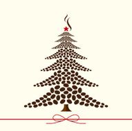 Christmas tree design from coffee beans