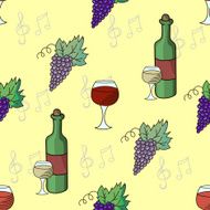 Grapes wine vector seamless pattern