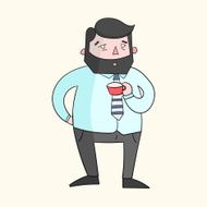 Coffee guy boss color vector illustration N2
