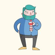 Coffee guy boss vivid color vector illustration N2