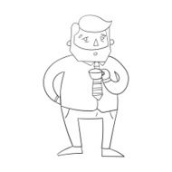 Coffee guy boss black and white vector N2