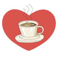 Cup of coffee with heart shape