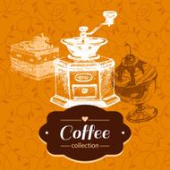 Vintage coffee background Hand drawn sketch illustration Menu N2