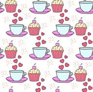 Seamless background with cake and tea N2