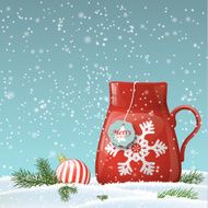 christmas theme red cup with abstract snowflake illustration