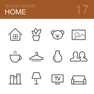 Home vector outline icon set