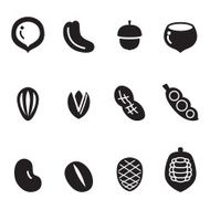 Silhouette Nut icon Set