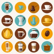 The icons on the theme of coffee