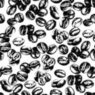 Hand drawn sketch vintage coffee beans seamless pattern Vector