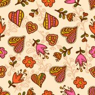 seamless pattern hearts and flowers