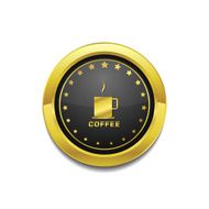 Coffee Sign Golden Vector Icon Button